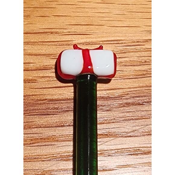 Vintage Hand Blown Swizzle Sticks Christmas Themed Glass Cocktail Stirrers - Picture 5 of 8